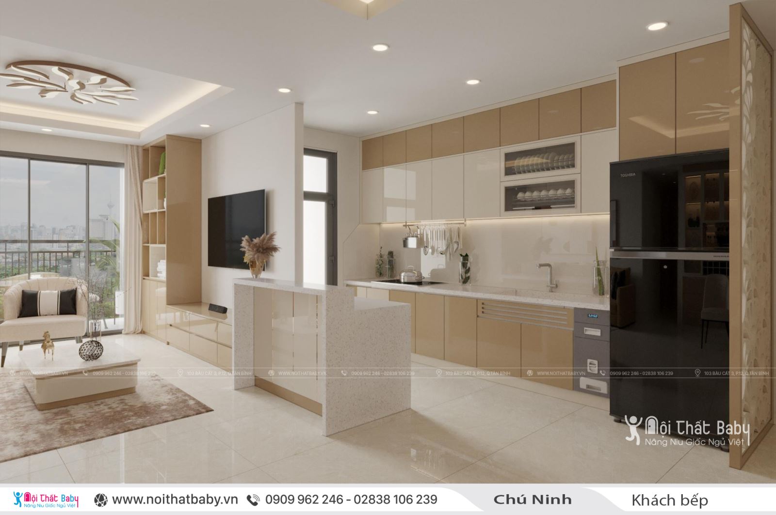 Thiết kế nội thất nguyên căn hiện đại tại Emerald Celadon City 104m2